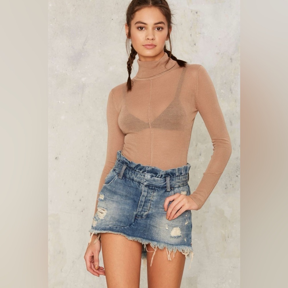 One Teaspoon Le Cult Mini Skirt - Blue Buoy Sz 28 (14)